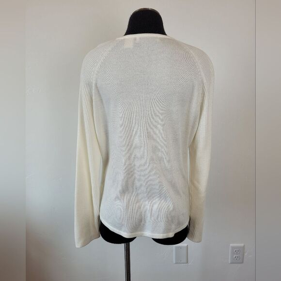Vintage Carolyn Taylor Cardigan Sweater Cream Soft Knit Preppy Grandma Medium - Picture 4 of 9